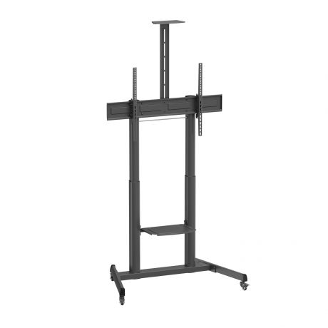 Ewent EW1591 Soporte de Suelo para Pantallas Interactivas/TV de 60 a 100\" - Bandeja Multiusos - Peso Max. 120kg - Altura e Inclinacion Ajustables - Elevacion con Manivela - Ruedas - Color Negro