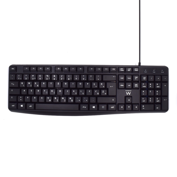 Ewent Teclado con Cable USB - Disposicion Eslovena QWERTZ SI - Cable de 1.35m - Teclas de Bajo Perfil y Silenciosas - Color Negro