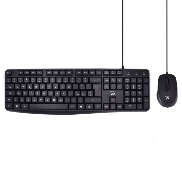 Ewent Pack Teclado + Raton para Oficina - Teclas Silenciosas de Perfil Bajo - 1000dpi - Disposicion Italiana QWERTY IT - Cable de 1.35m - Teclas Silenciosas de Perfil Bajo - Color Negro Ewent Pack Teclado + Raton para Oficina - Teclas Silenciosas de Perfil Bajo - 1000dpi - Disposicion Italiana QWERTY IT - Cable de 1.35m - Teclas Silenciosas de Perfil Bajo - Color Negro