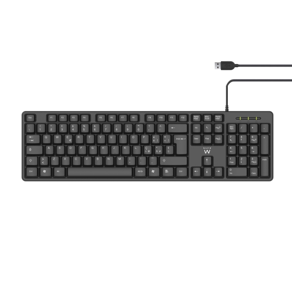 Ewent Teclado con Cable USB - Perfil Delgado - Disposicion Portuguesa QWERTY PT - Plastico ABS - Cable de 1.35m - Color Negro