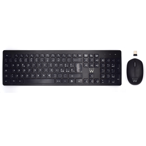 Ewent Pack Teclado + Raton Inalambricos - Receptor USB-A 2.4Hz - 1000dpi - Disposicion Italiana QWERTY IT - Incluye Pilas AA/AAA - Teclas Concavas - Color Negro Ewent Pack Teclado + Raton Inalambricos - Receptor USB-A 2.4Hz - 1000dpi - Disposicion Italiana QWERTY IT - Incluye Pilas AA/AAA - Teclas Concavas - Color Negro