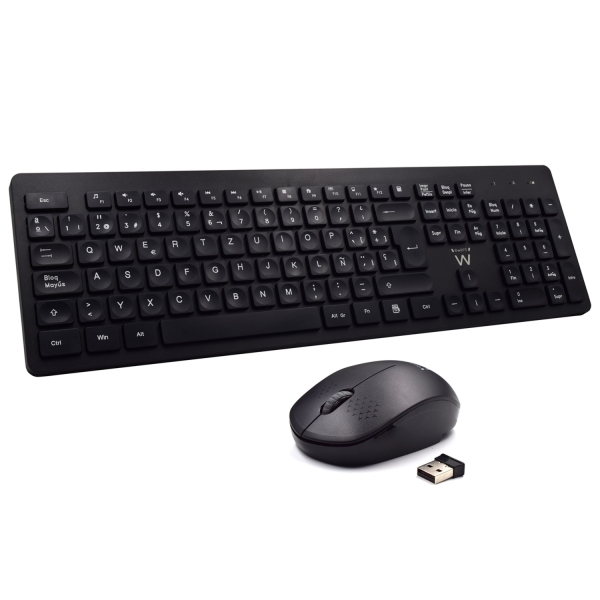 Ewent Pack Teclado + Raton Inalambricos - Receptor USB-A 2.4Hz - 1000dpi - Disposicion Portuguesa QWERTY PT - Incluye Pilas AA/AAA - Teclas Concavas - Color Negro Ewent Pack Teclado + Raton Inalambricos - Receptor USB-A 2.4Hz - 1000dpi - Disposicion Portuguesa QWERTY PT - Incluye Pilas AA/AAA - Teclas Concavas - Color Negro