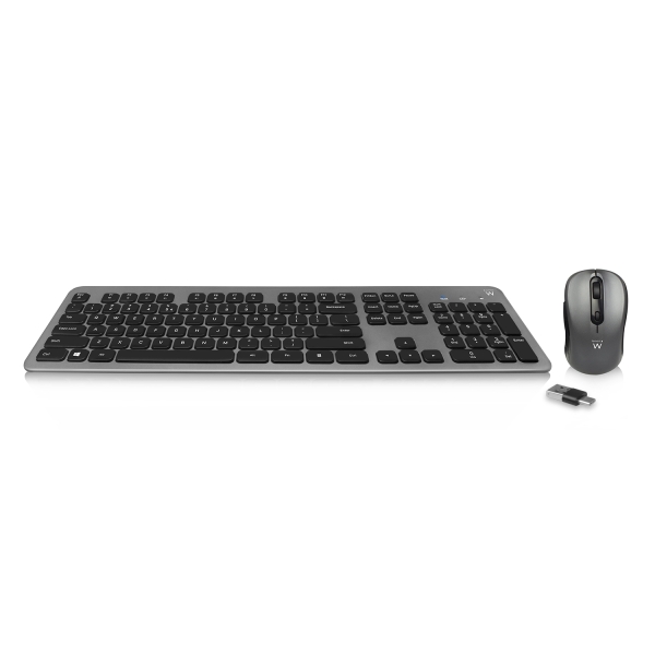 Ewent Pack Teclado + Raton Inalambrico para Oficina - Receptor USB-A 2.4Hz - 1600dpi - Disposicion Portuguesa QWERTY PT - Incluye Pilas AA/AAA - Teclas Silenciosas de Perfil Bajo - Color Negro/Gris Ewent Pack Teclado + Raton Inalambrico para Oficina - Receptor USB-A 2.4Hz - 1600dpi - Disposicion Portuguesa QWERTY PT - Incluye Pilas AA/AAA - Teclas Silenciosas de Perfil Bajo - Color Negro/Gris