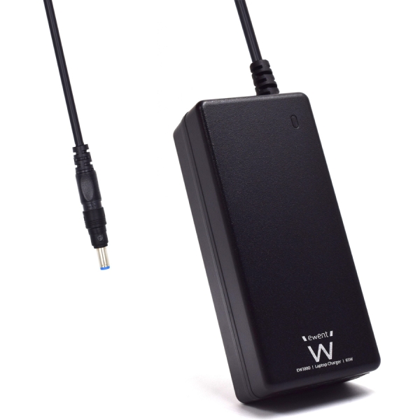 Ewent Cargador Especifico para Portatiles IBM/LS/Dell/Compaq/HP/Delta/Toshiba/Liteon/Gateway/NEC - 65W de Potencia - Clavija 5.5x2.5mm - Longitud de Cable Total de 2.7m (1.5+1.2m) - Color Negro