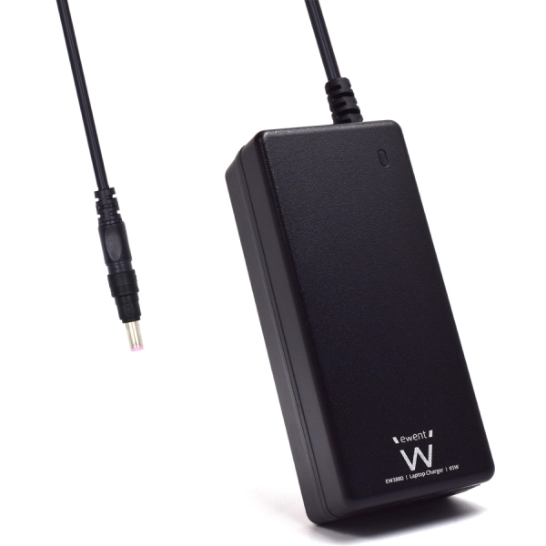 Ewent Cargador Especifico para Portatiles Toshiba, Acer, Delta - 65W de Potencia - Clavija 5.5x1.7mm - Longitud de Cable Total de 2.7m (1.5+1.2m) - Proteccion Electrica - Color Negro