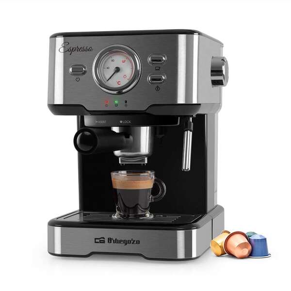 Orbegozo Cafetera Espresso EX 5500 Orbegozo - Intenso Cafe Cremoso con Aroma a Grano Recien Molido - Presion de 20 Bar y 1100W de Potencia - Termometro para Control de Temperatura Orbegozo Cafetera Espresso EX 5500 Orbegozo - Intenso Cafe Cremoso con Aroma a Grano Recien Molido - Presion de 20 Bar y 1100W de Potencia - Termometro para Control de Temperatura