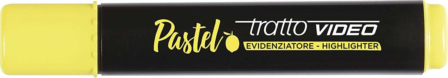 Tratto Video Pastel Marcador Fluorescente - Punta Biselada - Tinta al Agua - Secado Rapido - Color Amarillo Limon