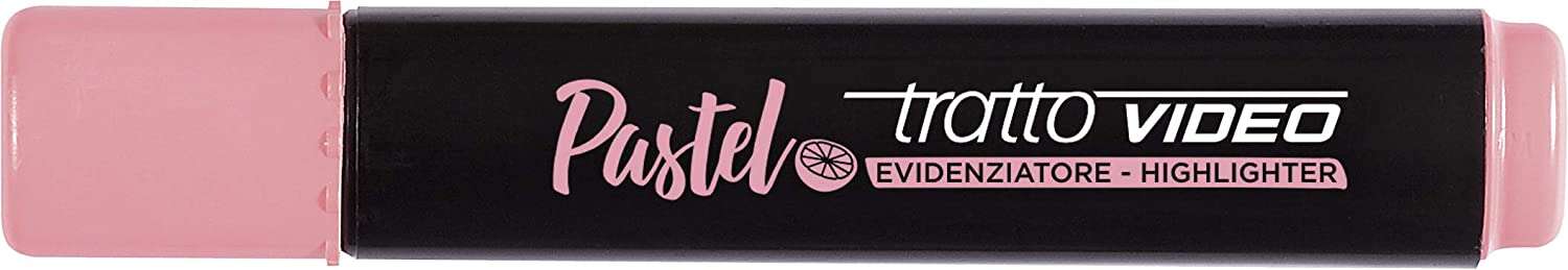 Tratto Video Pastel Marcador Fluorescente - Punta Biselada - Tinta al Agua - Secado Rapido - Color Rosa Pomelo