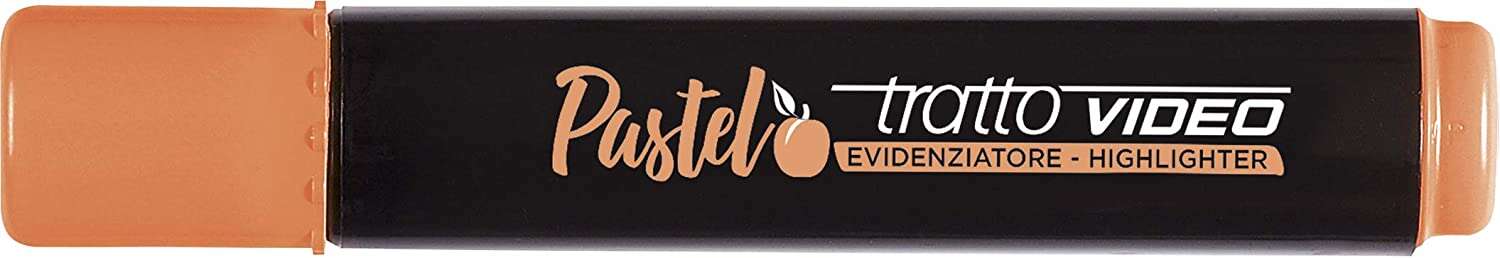 Tratto Video Pastel Marcador Fluorescente - Punta Biselada - Tinta al Agua - Secado Rapido - Color Naranja Albaricoque