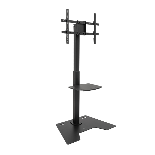 Tooq Minos Soporte de Suelo para Pantallas de 37-70\" - Bandeja Inferior Multiusos - Altura, Giro y Rotacion Regulables - Gestion de Cables - Peso Max 70kg - VESA Max 200x200 - Color Negro