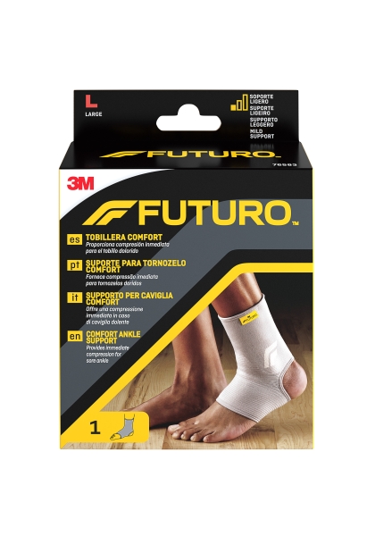 Futuro Comfort Tobillera - Talla L (38.1 - 44.5cm) - Transpirable - Elastico - Color Gris
