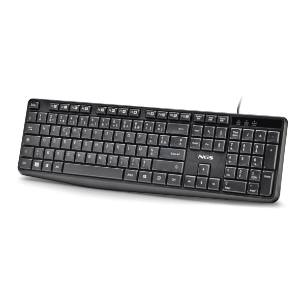 NGS Funky V4 Teclado USB - AZERTY FR - 12 Teclas Multimedia - Teclas de Membrana Silenciosas - Inclinacion Ajustable - Cable 1.5m - Color Negro NGS Funky V4 Teclado USB - AZERTY FR - 12 Teclas Multimedia - Teclas de Membrana Silenciosas - Inclinacion Ajustable - Cable 1.5m - Color Negro