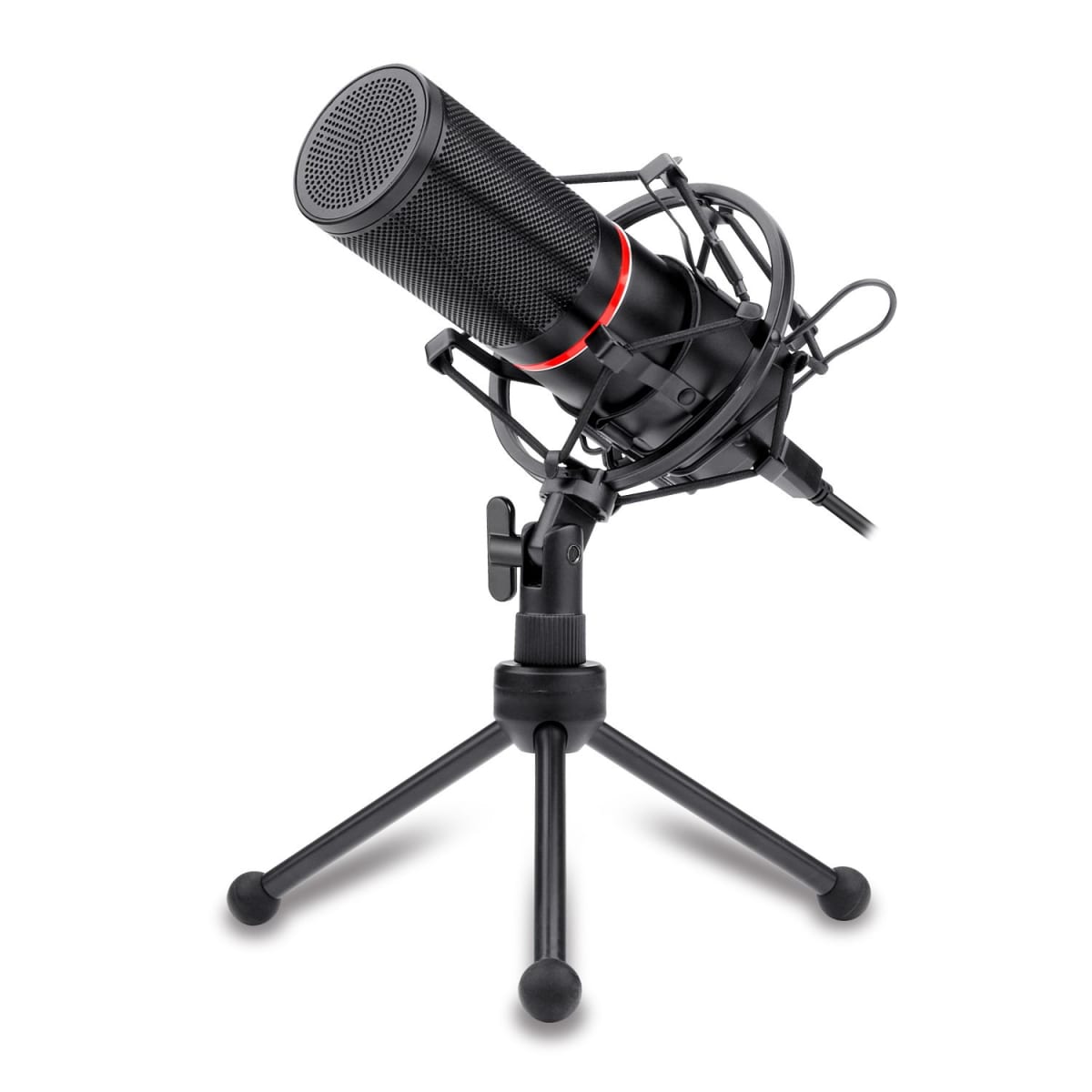 Redragon Blazar GN300 Microfono Optimizado para Streaming - Condensador Cardioide 16mm - Anillo Indicador LED Rojo - Tripode Articulado - Cable de 1.70m