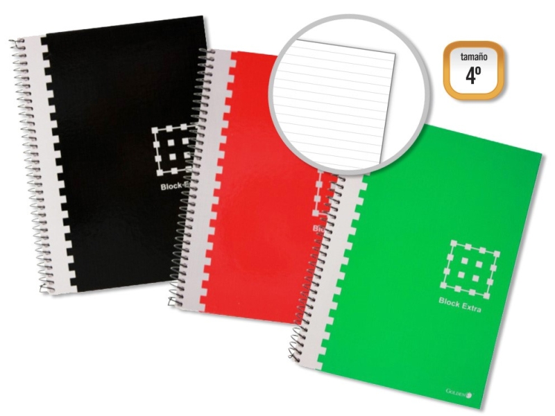 Golden Cuaderno Espiral 4º 80 Hojas 60grs 1 Raya - Margen Remarcado - Tapa Extradura - Colores Surtidos