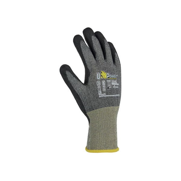 Upower Tango Guante de Trabajo Anticorte - Talla 8 - Proteccion Mecanica y Termica, Sensibilidad Optima, Revestimiento Transpirable, Compatible con Pantallas Tactiles - Color Gris y Amarillo