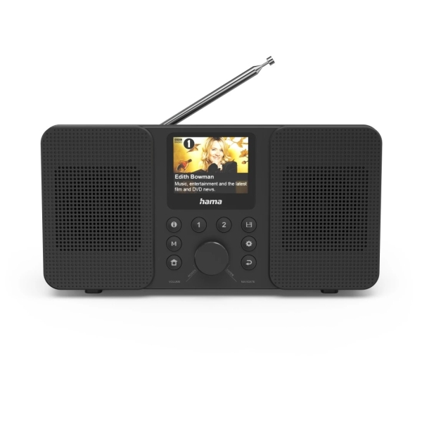 Hama DIR10 Radio Digital - Potencia 6W - Bluetooth - Cable 180cm - Pantalla 2.4\" - Reloj - Doble Banda 2.4 y 5GHz - Compatible con Plataformas de Streaming - Color Negro