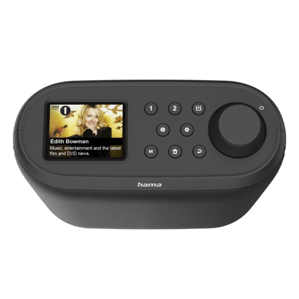 Hama DIR400 Radio Digital - Bluetooth - Pantalla 2.4\" - Cable 180cm - Doble Banda 2.4 y 5GHz - Almacena hasta 30 Emisoras - Compatible con Plataformas de Streaming - 18x19x7.5cm - Color Negro