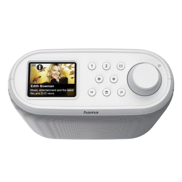 Hama DIR400 Radio Digital - Bluetooth - Pantalla 2.4\" - Cable 180cm - Doble Banda 2.4 y 5GHz - Almacena hasta 30 Emisoras - Compatible con Plataformas de Streaming - 18x19x7.5cm - Color Blanco