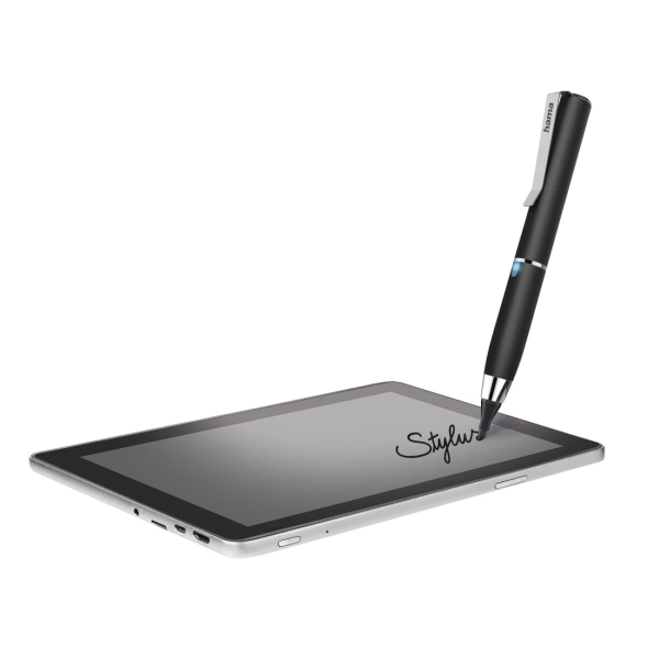 Hama Active Fineline Lapiz Digital para Tablet - Punta Fina de 2.5mm - Cuerpo de Aluminio - Longitud de 116mm - Clip Integrado - Color Negro