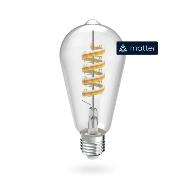 Hama Bombilla LED E27 Inteligente - Potencia 4.9W - RGBW - WiFi - Compatible con Asistente de Voz - Control con App - Estilo Retro - Filamento St64 - IP20 - Color Transparente