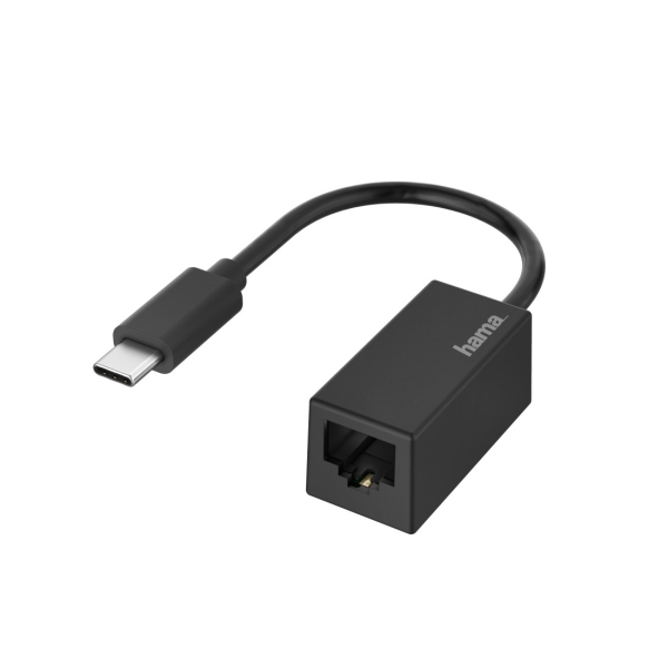Hama Adaptador de Red - USB-C Macho - Ethernet RJ45 Hembra - Color Negro Hama Adaptador de Red - USB-C Macho - Ethernet RJ45 Hembra - Color Negro