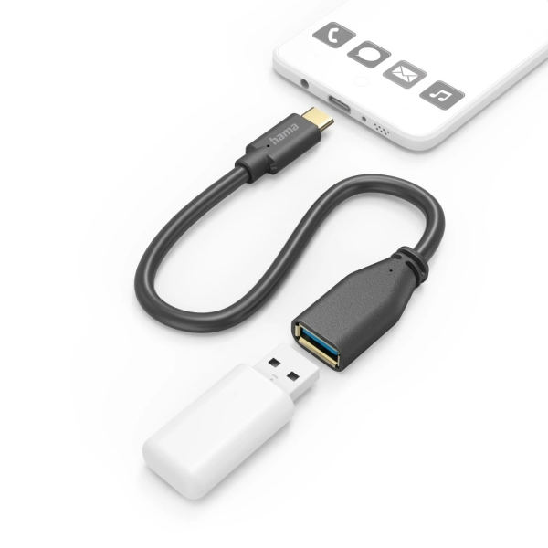 Hama Cable Adaptador USB-C a USB-A Hembra - Varias Velocidades - Cable 15cm - Incluye Accesorios - Funcion OTG - Color Negro Hama Cable Adaptador USB-C a USB-A Hembra - Varias Velocidades - Cable 15cm - Incluye Accesorios - Funcion OTG - Color Negro