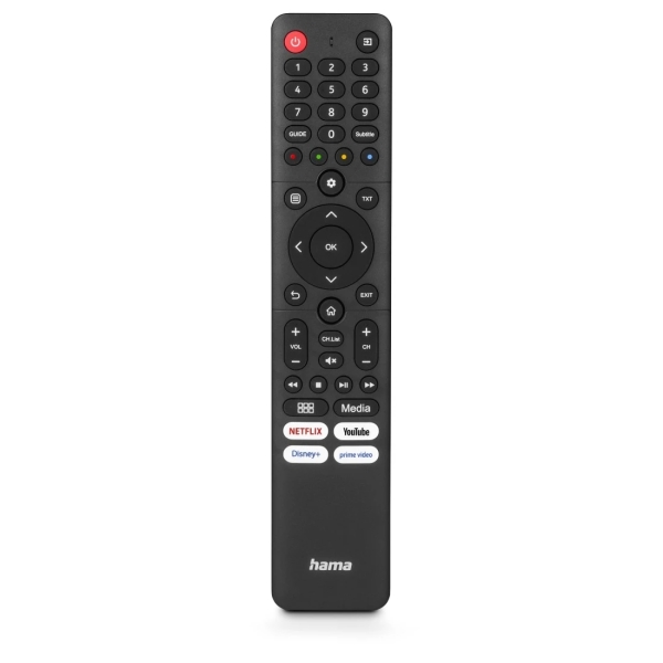 Hama Mando a Distancia para TV Hisense - Alcance 10m - 45 Botones - Acceso Directo a Plataformas de Streaming - 4.2x21.5x1.5cm - Color Negro
