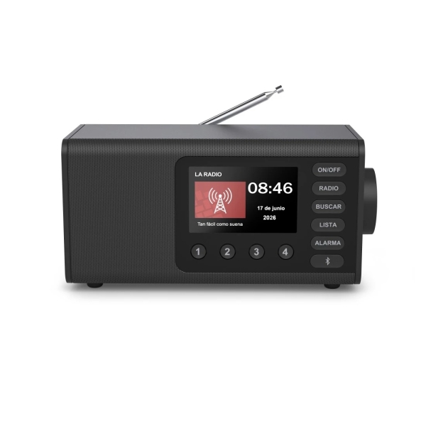 Hama Dr1001 Radio Digital - Potencia 5W - Bluetooth - Jack 3.5mm - USB-C - Reloj - Pantalla 4.3\" - Cable 180cm - 27x12.5x13cm - Color Negro