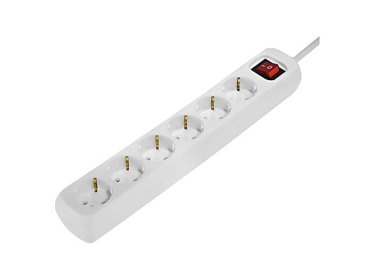 Hama Regleta Alimentacion con 6 Tomas - Cable 1.4m - Interruptor de Encendido - 33.7x5.5x4.7cm - Color Blanco Hama Regleta Alimentacion con 6 Tomas - Cable 1.4m - Interruptor de Encendido - 33.7x5.5x4.7cm - Color Blanco