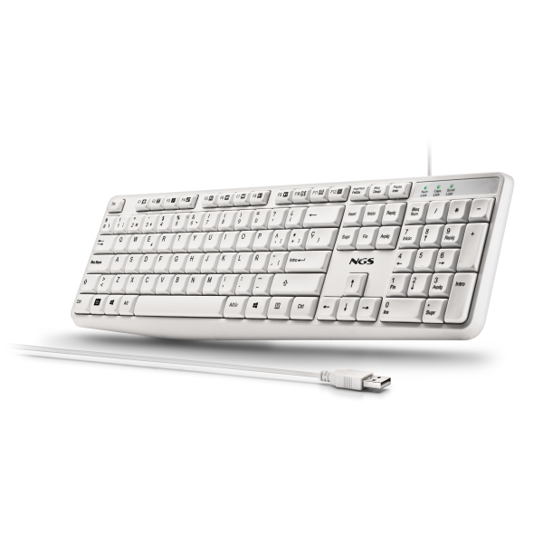 NGS Heritage Teclado USB - 12 Teclas Multimedia - Conexion USB-A - Ajuste de Inclinacion - Color Blanco NGS Heritage Teclado USB - 12 Teclas Multimedia - Conexion USB-A - Ajuste de Inclinacion - Color Blanco