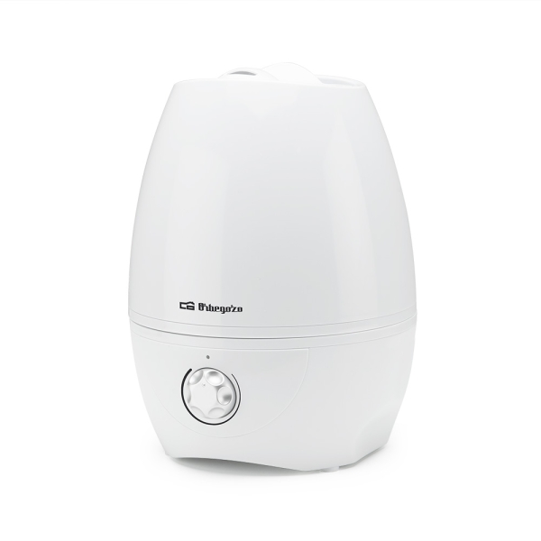 Orbegozo HU 2055 Humidificador 350mL/h - Potencia 30W - Deposito de 5L - Purifica y Neutraliza Malos Olores - Ajustable 360° - Caudal Regulable - Apagado Automatico - Indicador LED - Color blanco