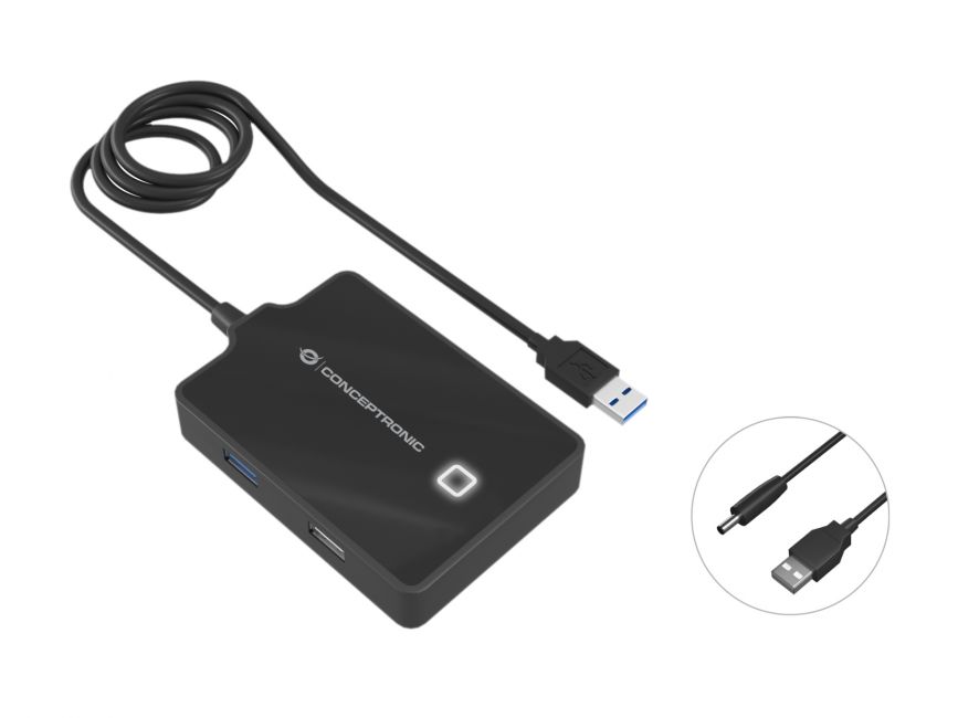 Conceptronic Hub USB-A 3.0 con 1x USB-A 3.0 y 3x USB-A 2.0 - Cable de 0.90m