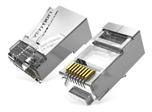 Vention Pack de 100 Conectores RJ45 - Cat.6a FTP - Contactos Chapados en Oro - Color Plata