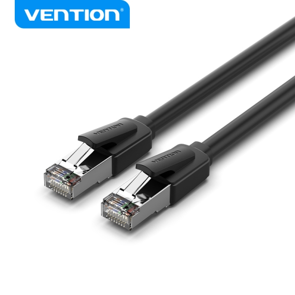 Vention Cable Ethernet Cat8 - 3m - Velocidad 40Gbps - Ancho de Banda 2000MHz - Baja Latencia - Conectores Niquelados - Color Negro