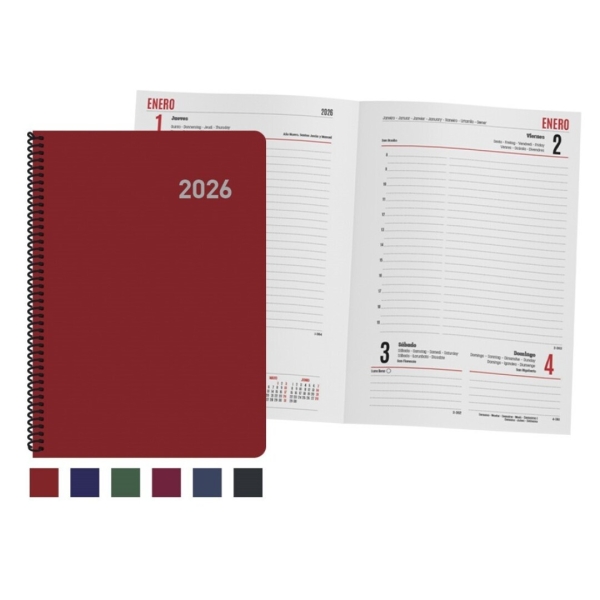 Ingraf Paris Agenda Anual con Espiral - Dia Pagina - Viernes, Sabado y Domingo misma Pagina - Tamaño 15x21cm - Colores Surtidos