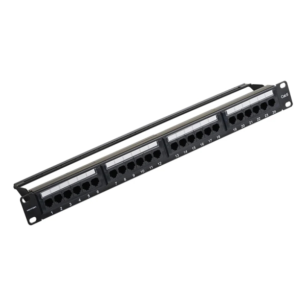 Vention Patch Panel de 24 Puertos RJ45 - Cat.6 UTP - Terminales Chapados en Oro - Compatible con Rack 19\" 1U - Acero y ABS - 483x44.3x22.7mm - Color Negro