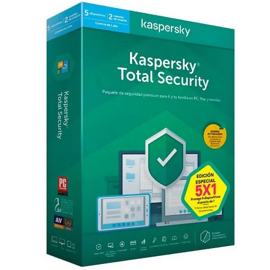 Kaspersky Total Security 2022 Antivirus - Hasta 5 Dispositivos - Servicio 1 Año