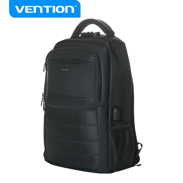 Vention Mochila TechPro SecurePack - Compatible con Portatiles hasta 17\"- Puerto USB - Cremallera con Contraseña - Impermeable - Color Negro