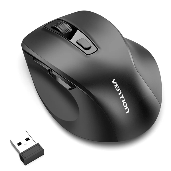 Vention Raton Ergonomico Inalambrico para Diestros - 6 Botones - 4000dpi - Bluetooth - Alcance 10m - Alimentacion a Pilas - Boton de Alternancia de Dispositivo - Color Negro Vention Raton Ergonomico Inalambrico para Diestros - 6 Botones - 4000dpi - Bluetooth - Alcance 10m - Alimentacion a Pilas - Boton de Alternancia de Dispositivo - Color Negro