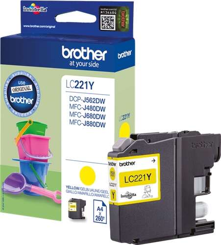 Brother LC221 Amarillo Cartucho de Tinta Original - LC221YBP Brother LC221 Amarillo Cartucho de Tinta Original - LC221YBP