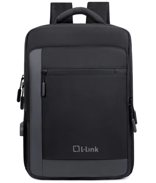 L-Link Mochila para Portatil 15.6\" - Bolsillo Exterior - Puerto USB Exterior para Carga - Interior Compartimentado - Cobertura Exterior Repelente a Agua - Color Negro/Gris