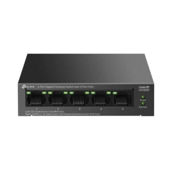 TP-Link TL-LS105GP Switch 5 Puertos 10/100/1000Mbps - POE TP-Link TL-LS105GP Switch 5 Puertos 10/100/1000Mbps - POE