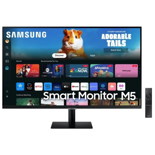 Samsung Smart Monitor M5 LED 32\" FullHD 1080p HDR WiFi, Bluetooth - Respuesta 4ms - Mando a Distancia - Altavoces Incorporados - 16:9 - USB, HDMI - VESA 100x100mm
