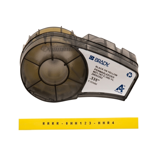 Brady M21-187-C-342-YL Cinta de Etiquetas Original Termocontractiles PermaSleeve - Texto Negro sobre Fondo Amarillo - Ancho 8,51mm x 2,1m Brady M21-187-C-342-YL Cinta de Etiquetas Original Termocontractiles PermaSleeve - Texto Negro sobre Fondo Amarillo - Ancho 8,51mm x 2,1m