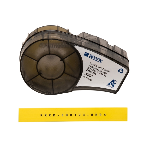 Brady M21-250-C-342-YL Cinta de Etiquetas Original Termocontractiles PermaSleeve - Texto Negro sobre Fondo Amarillo - Ancho 11,15mm x 2,1m Brady M21-250-C-342-YL Cinta de Etiquetas Original Termocontractiles PermaSleeve - Texto Negro sobre Fondo Amarillo - Ancho 11,15mm x 2,1m