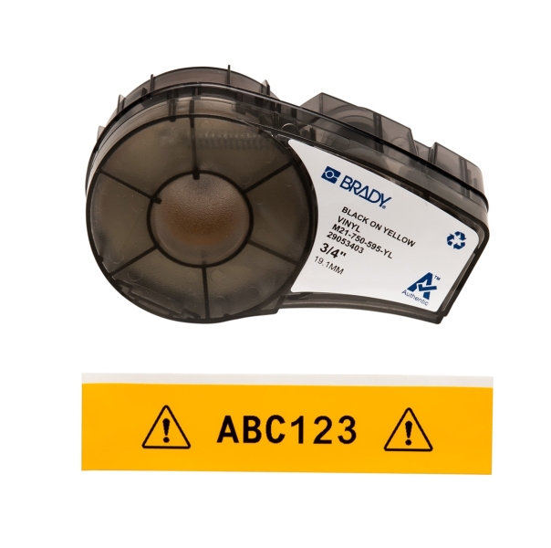 Brady M21-750-595-YL Cinta de Etiquetas Original Vinilo - Texto Negro sobre Fondo Amarillo - Ancho 19,05mm x 6,40m Brady M21-750-595-YL Cinta de Etiquetas Original Vinilo - Texto Negro sobre Fondo Amarillo - Ancho 19,05mm x 6,40m