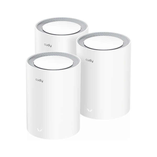 Cudy AX3000 Pack de 3 Sistemas WiFi 6 Mesh AX3000 2.5G Dual Band - Admite Ancho de Banda de 20/40/80/160MHz - 1x Puerto LAN 10/100/1000Mbps, 1x Puerto WAN 2.5Gbps - 5 Antenas Internas