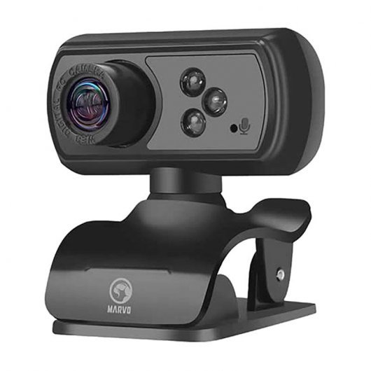Scorpion Webcam HD 1080p USB 2.0 - 5.0 Megapixeles - 3 Luces LED - Microfono Incorporado - Giro 360º - Angulo de Vision 80º - Cable de 1.50m