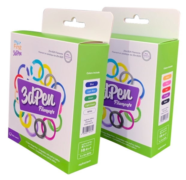 MyFirst Filament Refill - Pack 5 Recambios Filamentos para 3D PEN Make - Colores Frios, Azul, Azul Claro, Verde, Verde Claro, Blanco