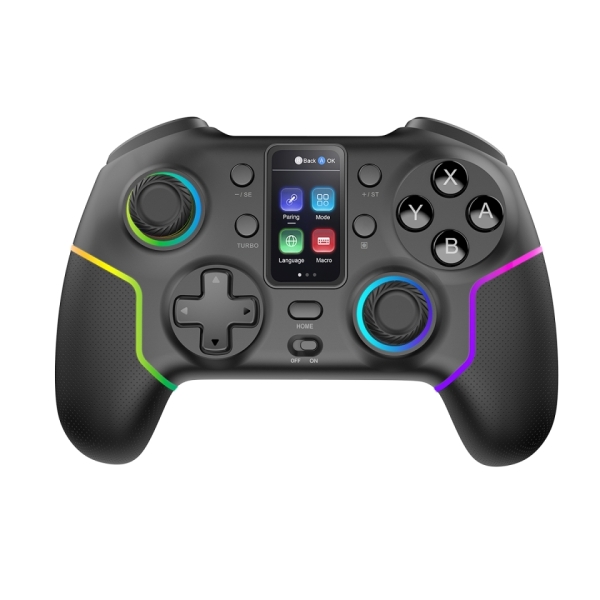 Mars Gaming MGP-V3 Controlador Inalambrico - Bluetooth - Autonomia hasta 9h - Jack 3.5mm - Luz RGB - 1000mAh - Cable USB-C de 1m - Pantalla LCD - Goma Antideslizante - 157x108x56mm - Color Negro
